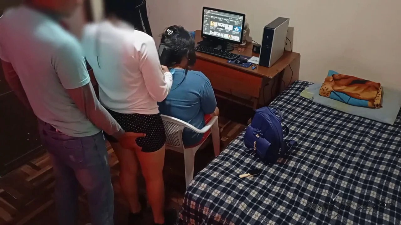 My wife's friend arrives and I secretly seduce her while my wife watches porn video